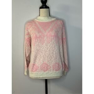 Vintage Weathered Blues pink and cream sweater size small